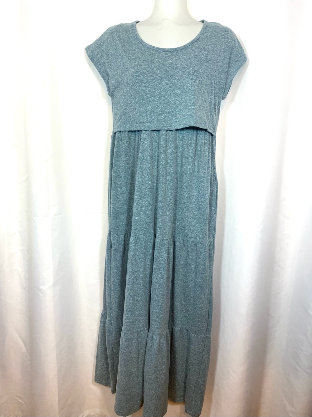 LATCHED MAMA Tiered T Shirt Maxi Nursing Dress Teal